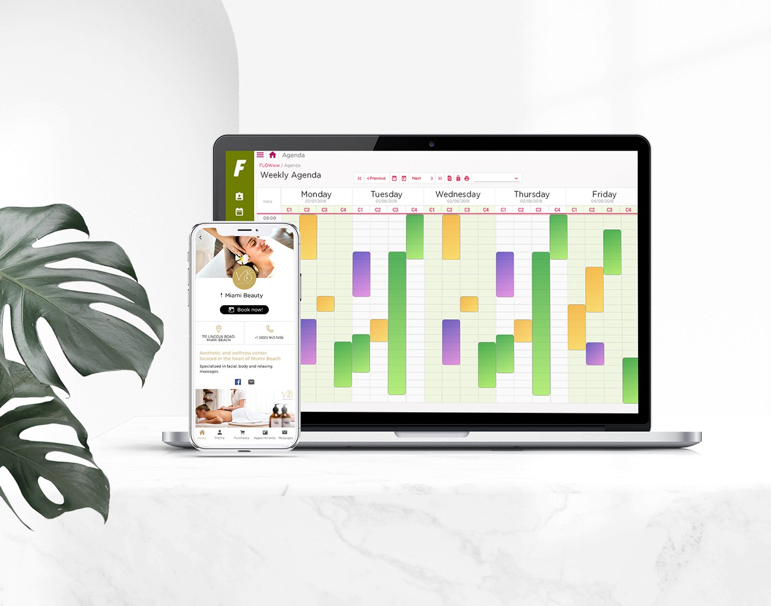 Branded app, integrated into your online agenda