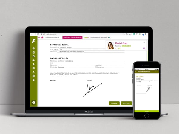 Firma digital -  App de gestión - Software de gestión para estética