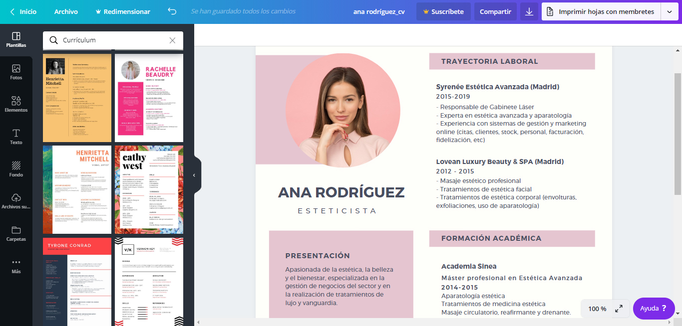 Curriculum Para Estetica Y Belleza Como Debe Ser