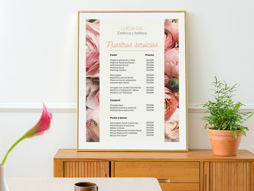 lista de precios estetica